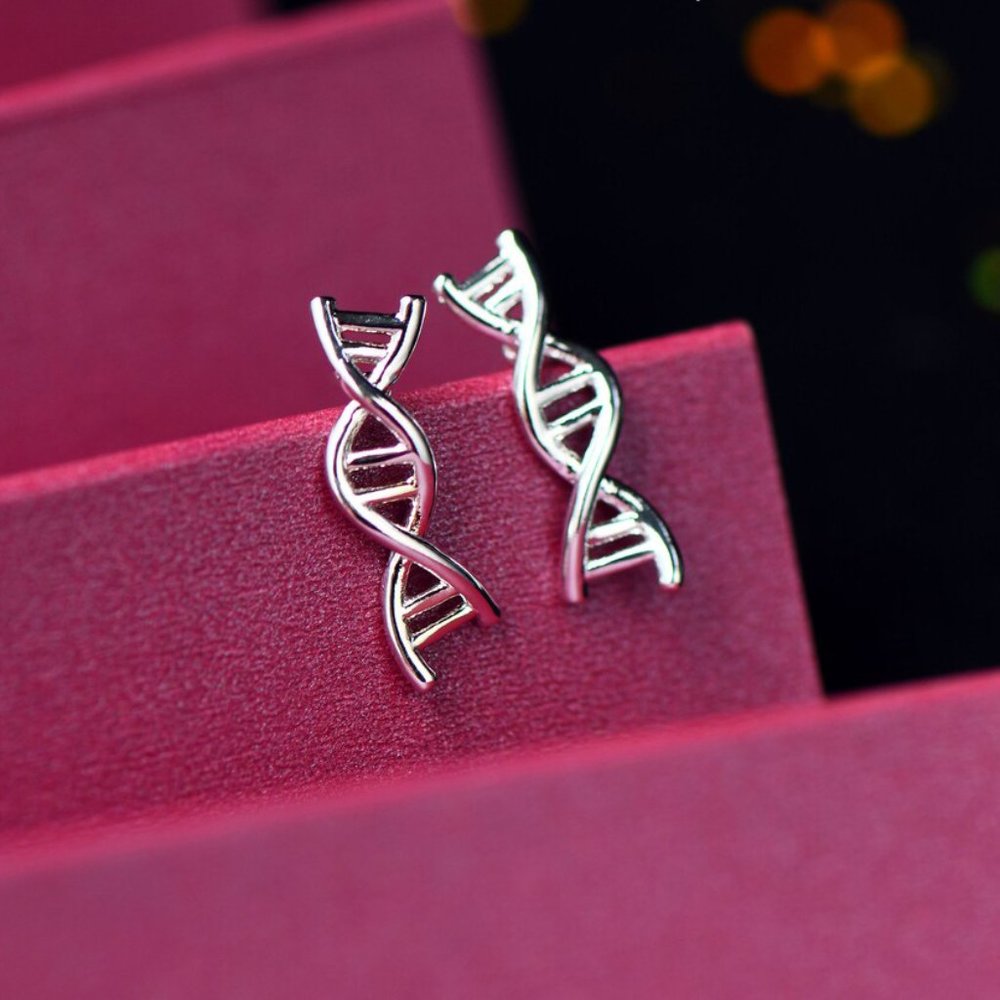 Minimalist DNA Stainless Steel Stud Earrings Twist Biology DNA Helix Earrings